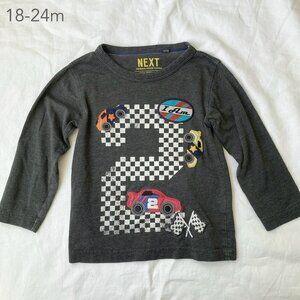 💙2/$25 NEXT 18-24 Months Toddler Grey Race Car Track Long Sleeve Top